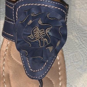 Navy blue wedge sandals. Size 9.5.